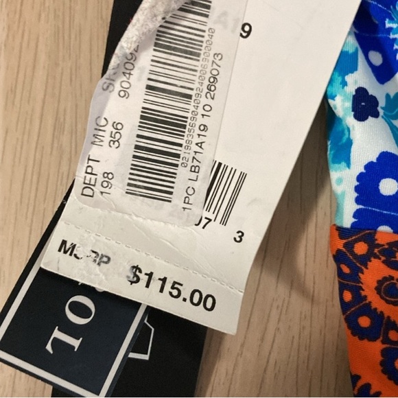 NWT La Blanca Size 10 Blue and Orange One Piece Swimsuit w/ Plunging V-Neckline - Picture 12 of 12